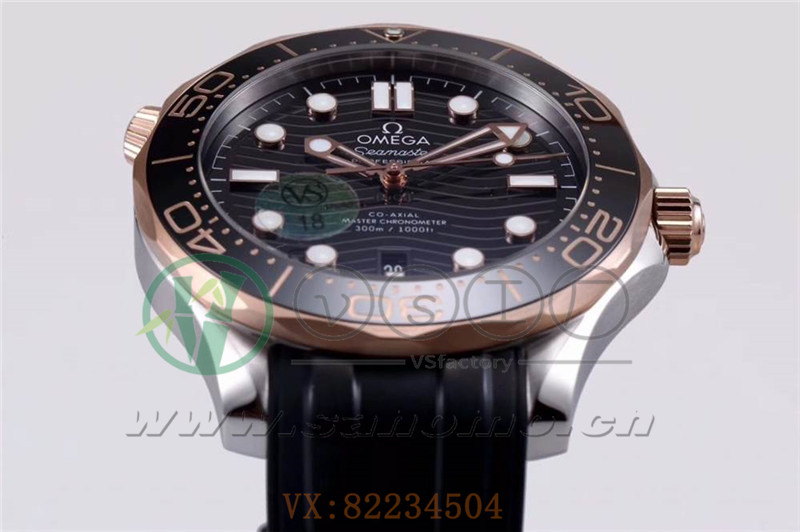 VS廠歐米茄海馬300間玫瑰金黑盤做工評測