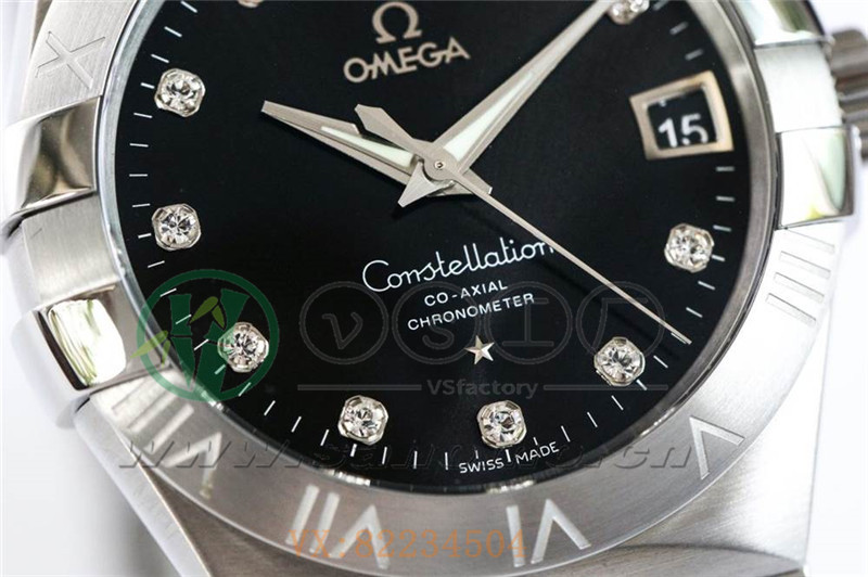 VS廠歐米茄星座38mm黑面鉆釘產品展示