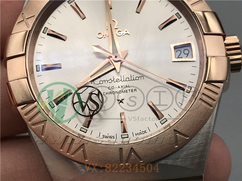 VS廠歐米茄星座38mm間玫白面條釘產(chǎn)品展示