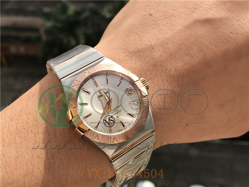 VS廠歐米茄星座38mm間玫白面條釘產(chǎn)品展示