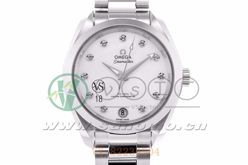 VS廠歐米茄海馬150女士腕表珍珠白貝盤產(chǎn)品展示