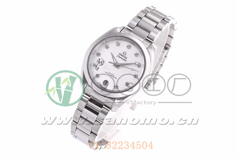 VS廠歐米茄海馬150女士腕表珍珠白貝盤產(chǎn)品展示