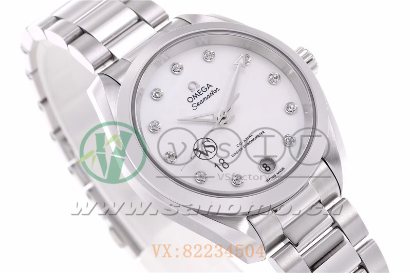 VS廠歐米茄海馬150女士腕表珍珠白貝盤產(chǎn)品展示