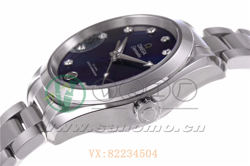 VS廠歐米茄海馬150女士腕表珍珠藍貝盤產品展示