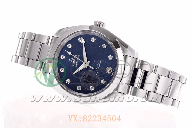 VS廠歐米茄海馬150女士腕表珍珠藍貝盤產品展示